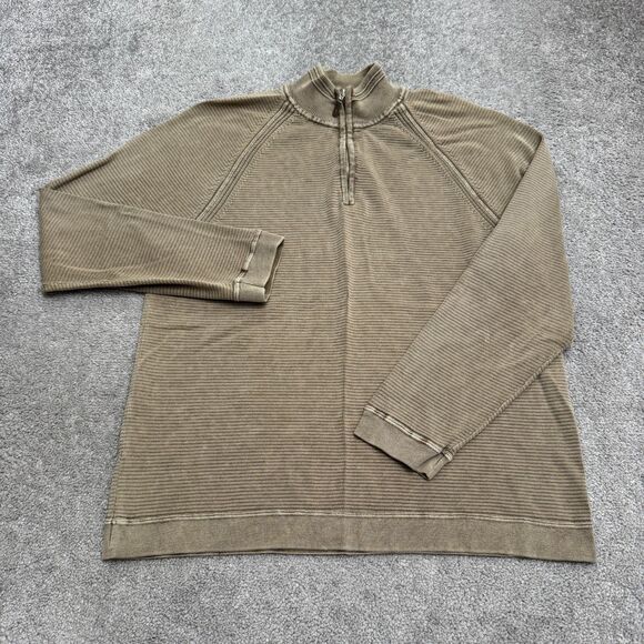 Tommy Bahama Other - Tommy Bahama Relax 1/4 Zip Pullover Sweater Mens Medium Brown Ribbed Knit Cotton